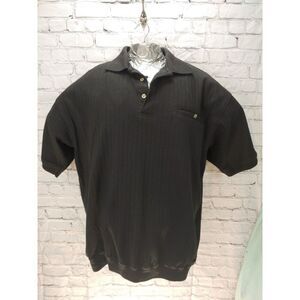 Adolfo Mens Size XL Black Knit Polo Shirt.